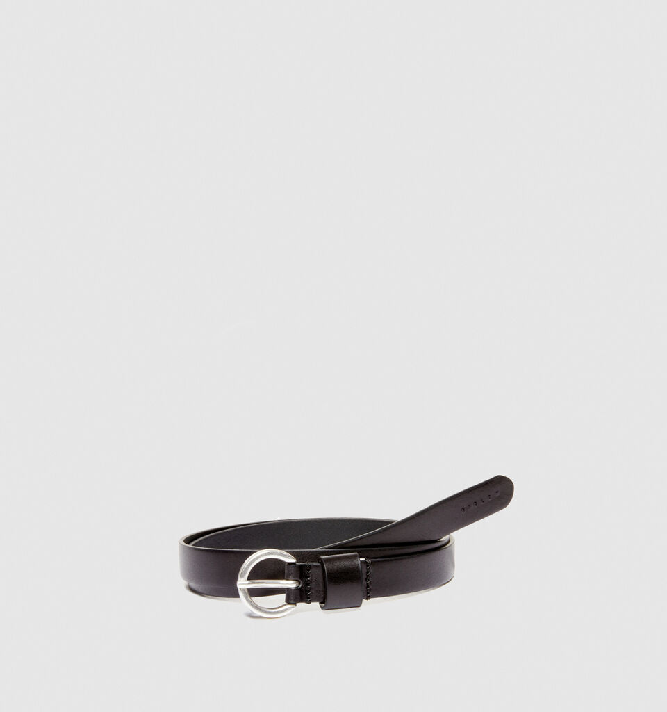 Low-hanging leather belt - women's belts - Black | Sisley image number 1